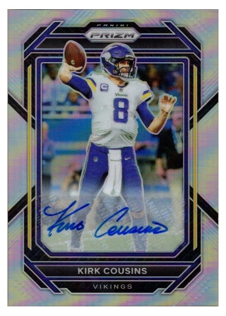 2022 Panini Prizm Base Set Kirk Cousins Autograph Silver #187 card