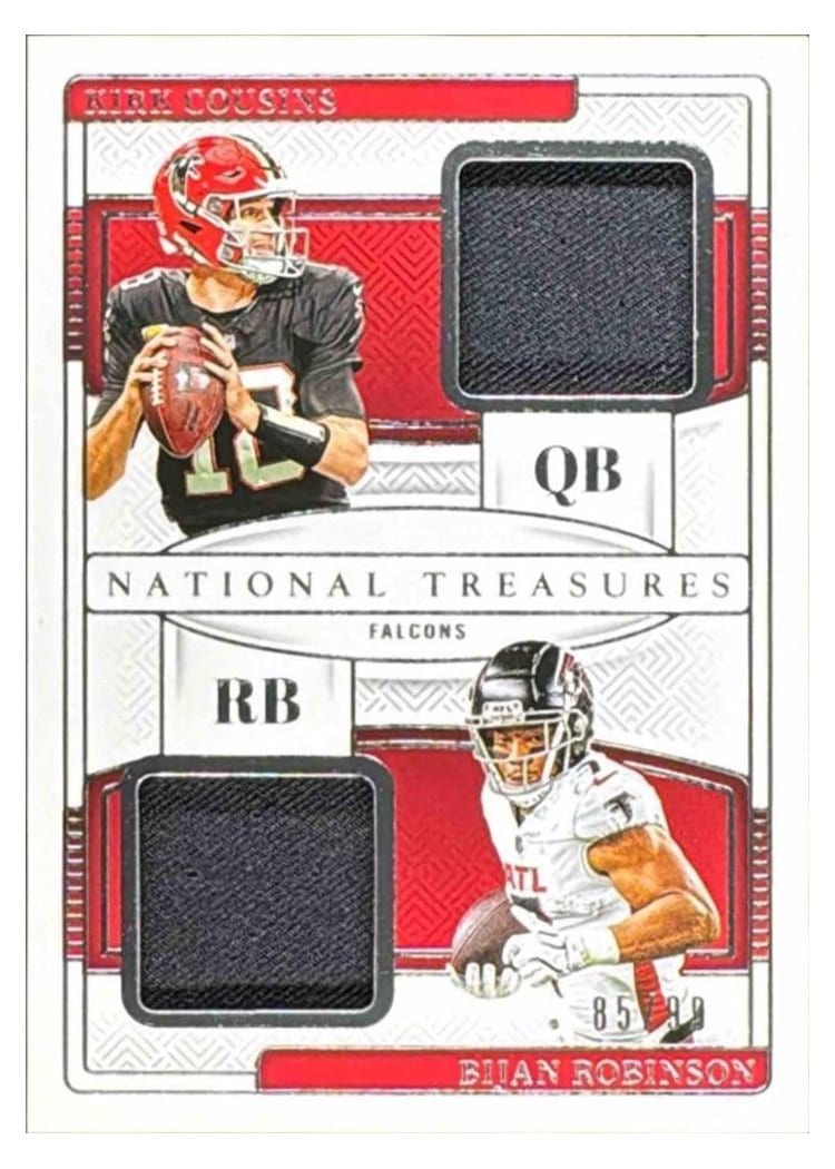 2024 Panini National Treasures NFL Gear Combo Materials Kirk Cousins/Bijan Robinson #2 card