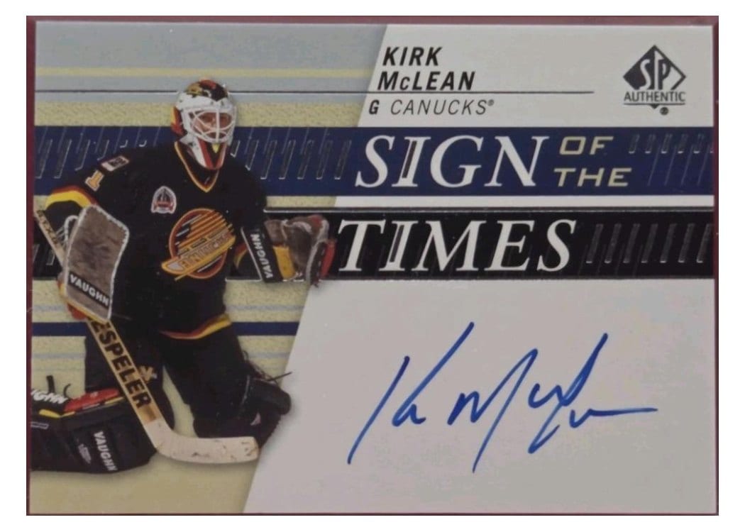 2019-20 SP Authentic Sign of the Times Kirk McLean #SOTT-KM card