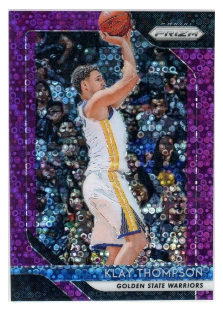 2018-19 Panini Prizm Base Set Klay Thompson Fast Break Prizm Purple #242 card