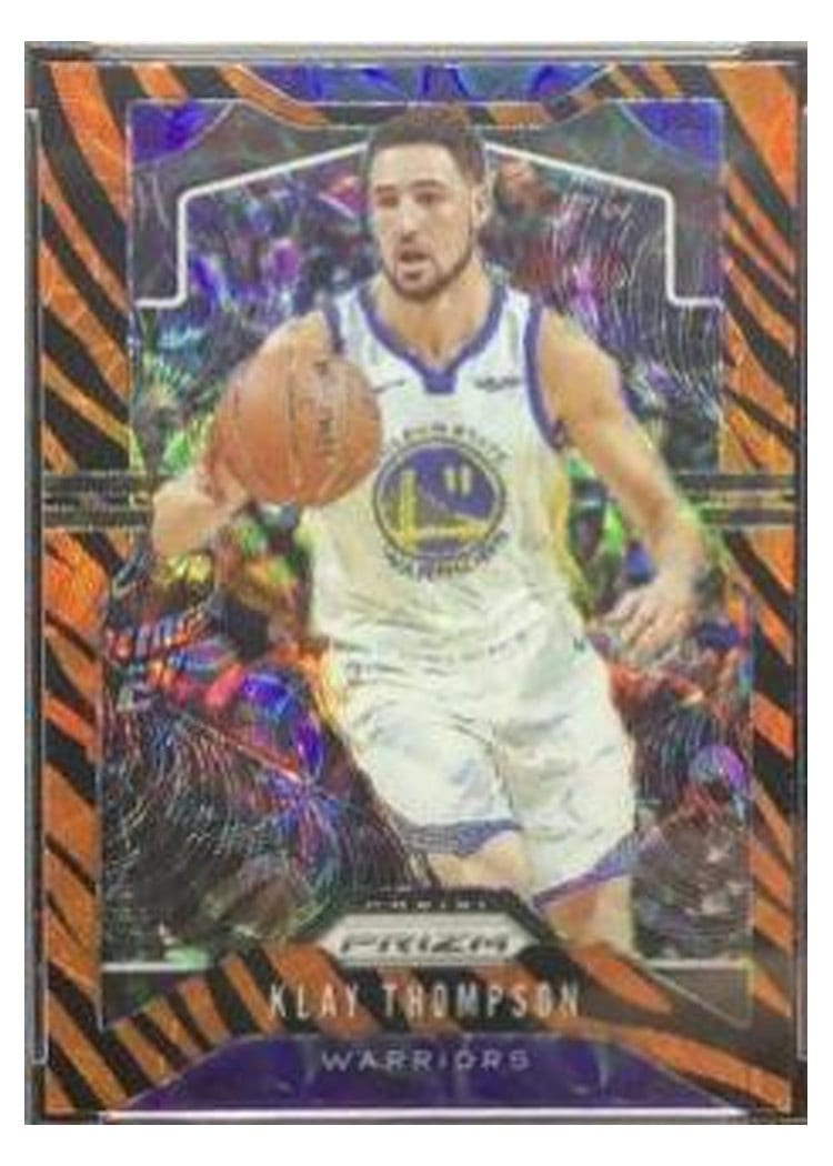 2019-20 Panini Prizm Base Set Klay Thompson Tiger Stripe Choice Prizm #209 card