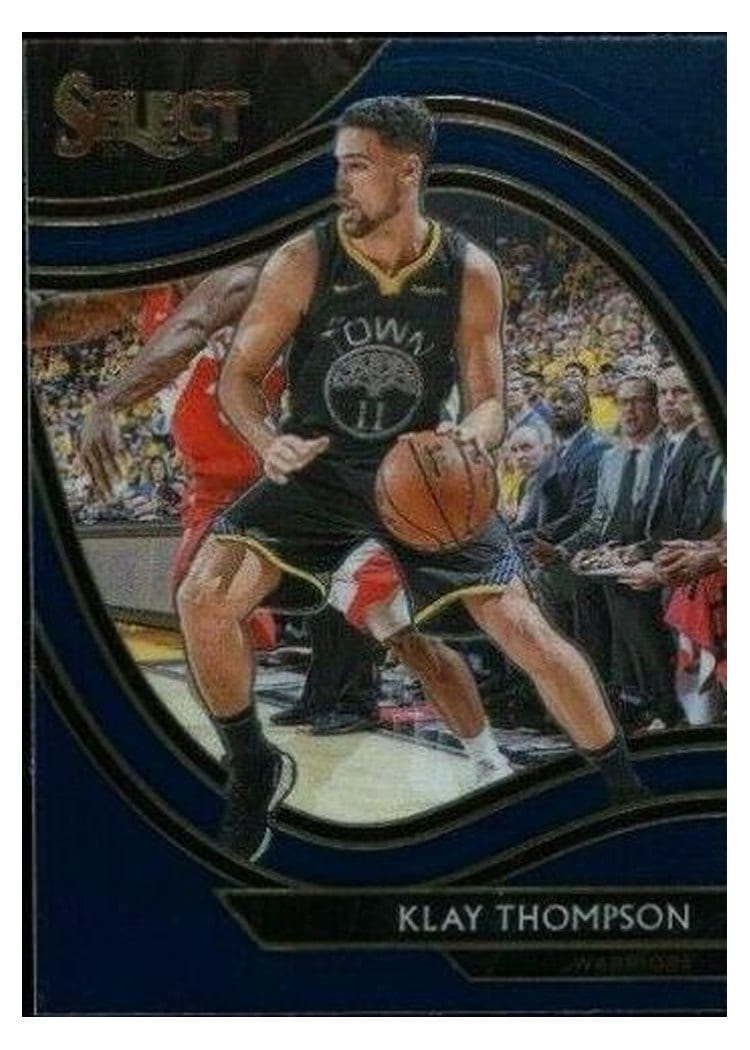 2020-21 Panini Select Base Set Klay Thompson Blue Prizm #243 card
