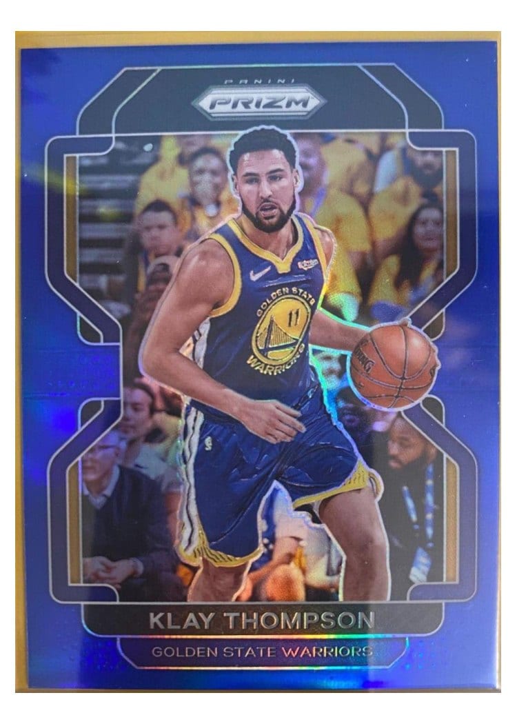 2021-22 Panini Prizm Base Set Klay Thompson Blue Prizm #92 card