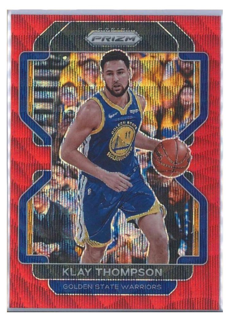 2021-22 Panini Prizm Base Set Klay Thompson Ruby Wave #92 card