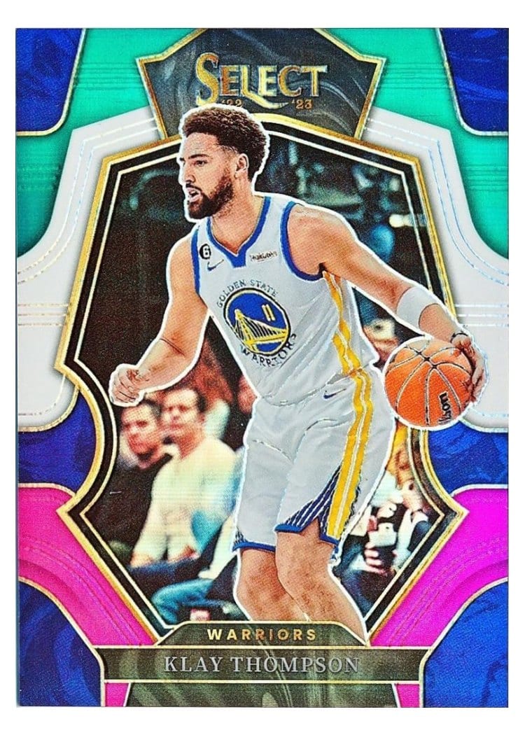 2022-23 Panini Select Base Set Klay Thompson Teal White Pink Prizm #119 card
