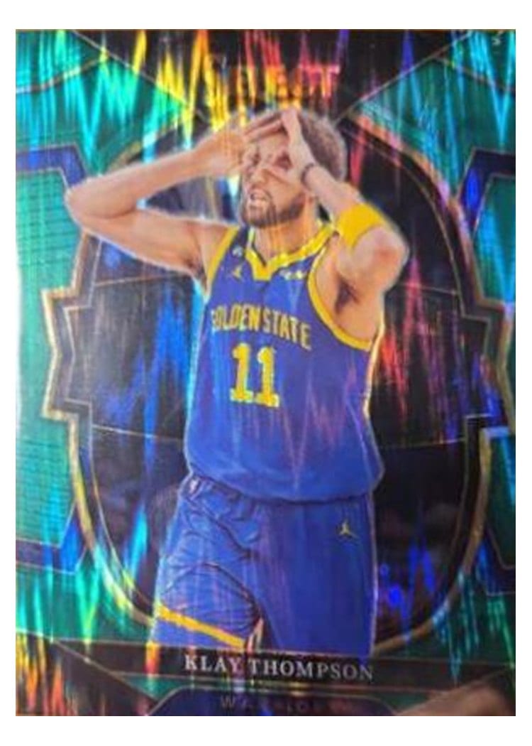 2022-23 Panini Select Base Set Klay Thompson Green Prizm #19 card