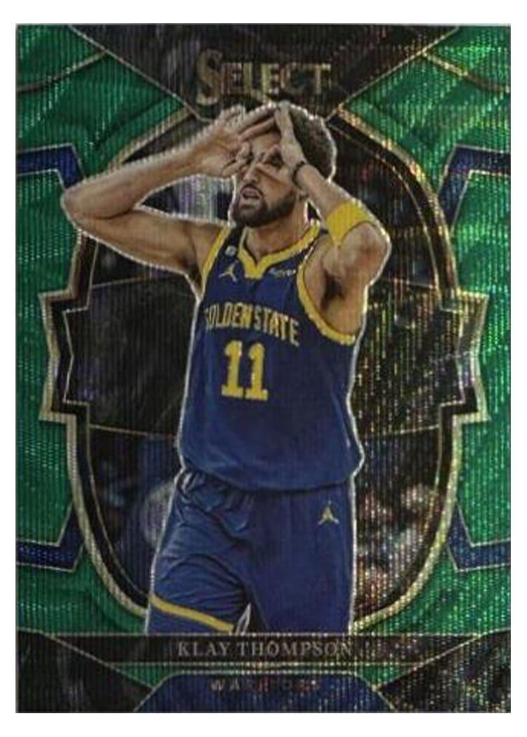 2022-23 Panini Select Base Set Klay Thompson Green Wave Prizm #19 card