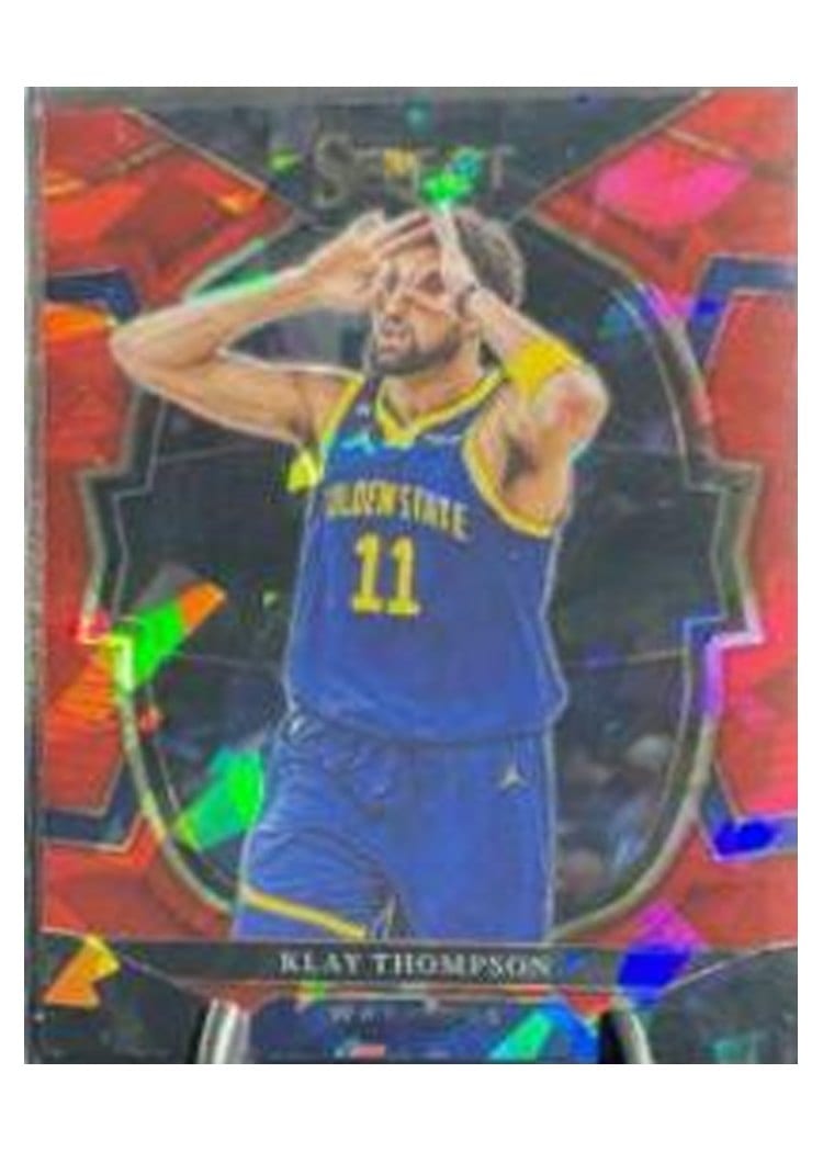 2022-23 Panini Select Base Set Klay Thompson Red Cracked Ice Prizm #19 card