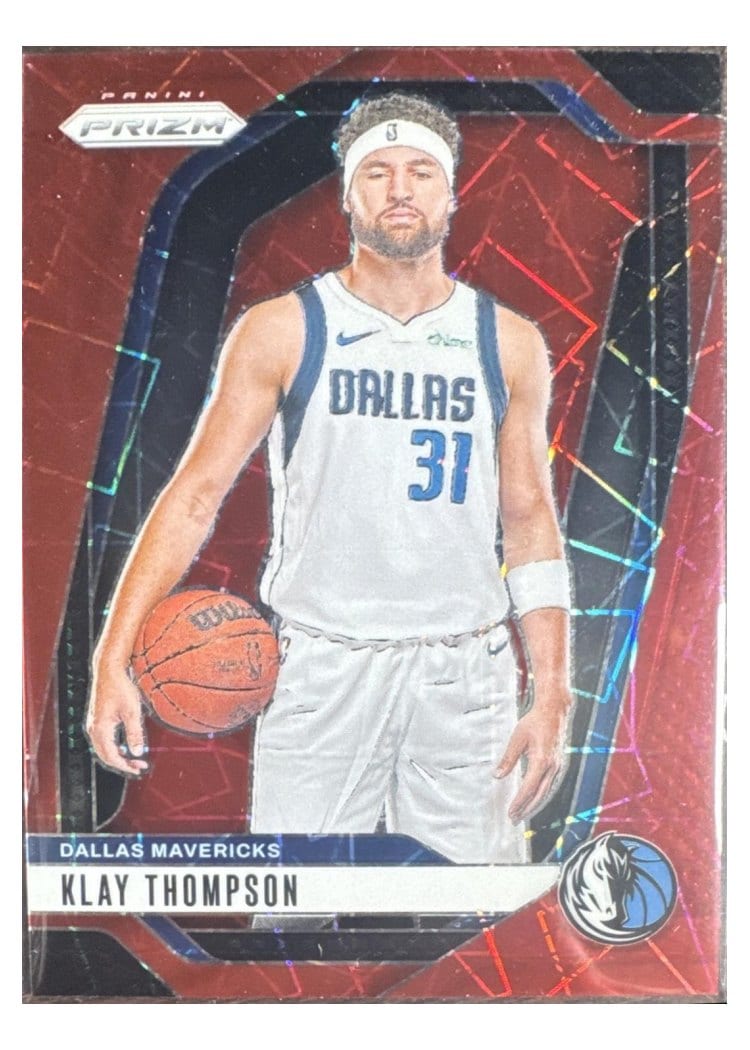 2024-25 Panini Prizm Base Set Klay Thompson Red Lazer #107 card