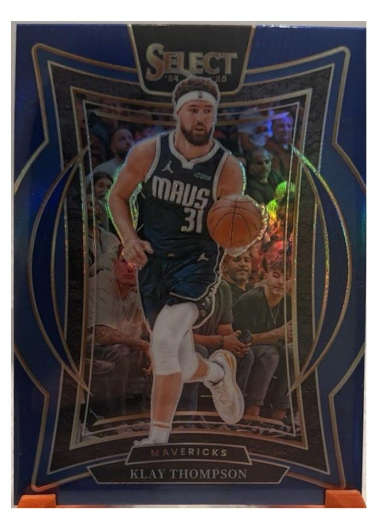 2024-25 Panini Select Base Set Klay Thompson Blue Disco Prizm #38 card