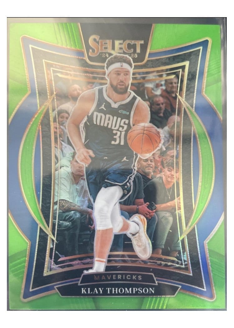2024-25 Panini Select Base Set Klay Thompson Neon Green Prizm #38 card