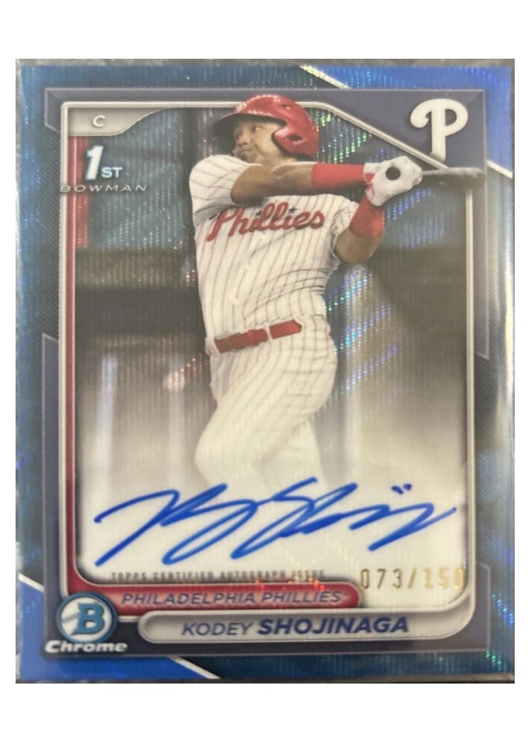 2024 Bowman Draft Chrome Prospect Autographs Kodey Shojinaga Blue Wave Refractor #CPA-KSH