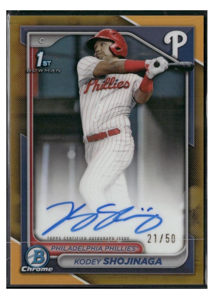 2024 Bowman Draft Chrome Prospect Autographs Kodey Shojinaga Gold Refractor #CPA-KSH card
