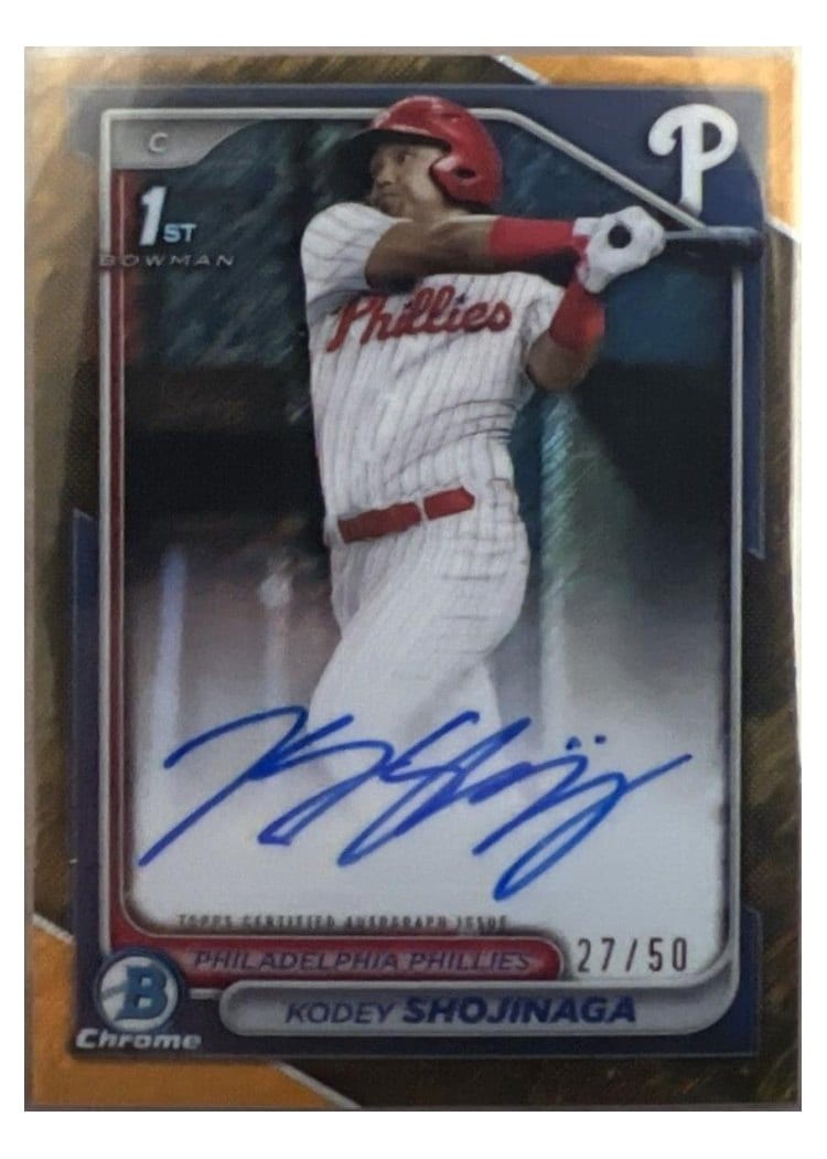 2024 Bowman Draft Chrome Prospect Autographs Kodey Shojinaga Shimmer Gold Refractor #CPA-KSH