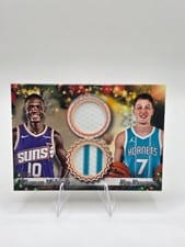 2025-26 Topps Holiday Dual Player Relics Kon Knueppel / Khaman Maluach #DPR-KM card