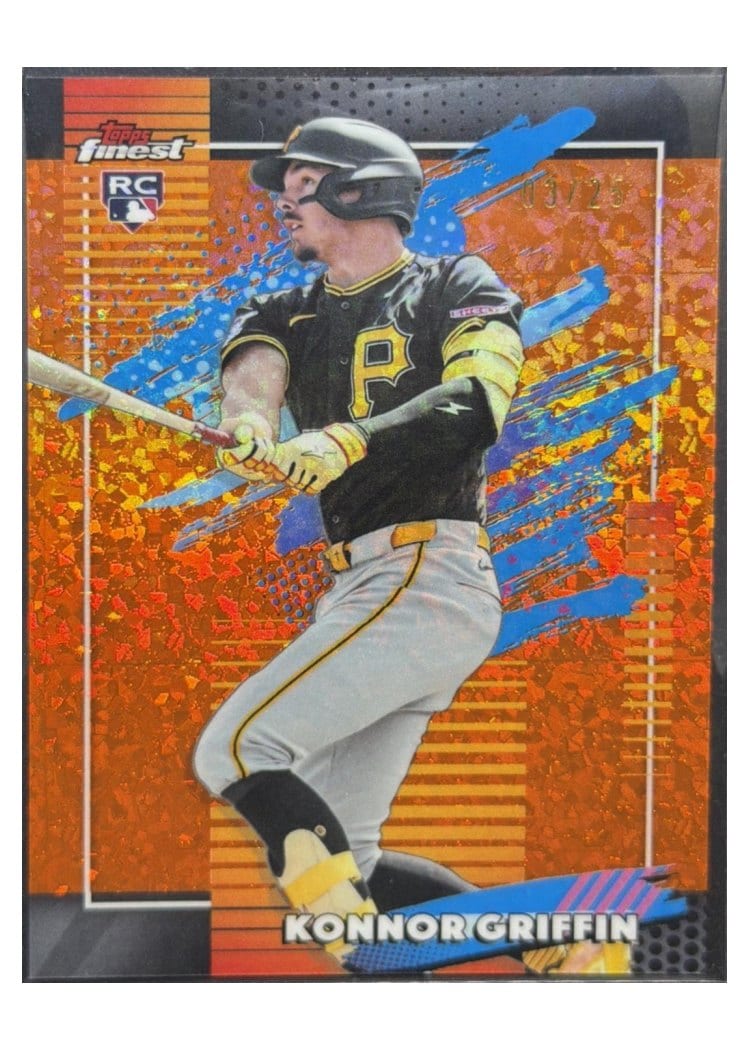 2026 Topps Finest Konnor Griffin Orange Mini Diamond Refractor #139 card