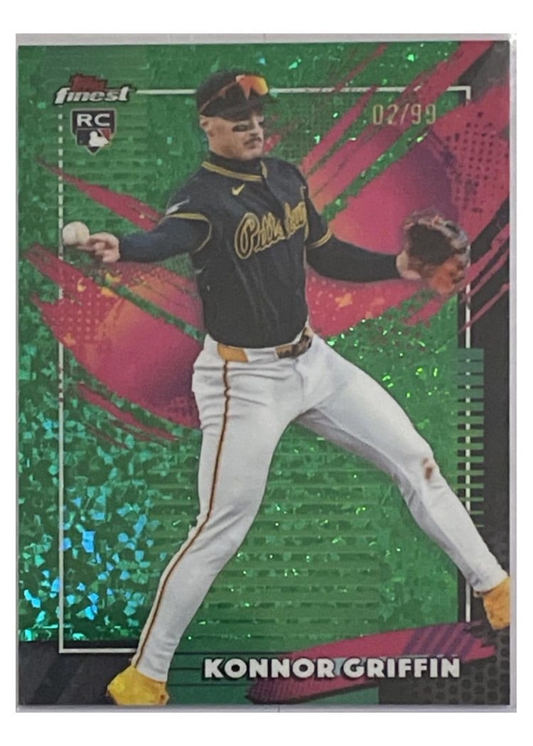 2026 Topps Finest Konnor Griffin Green Mini Diamond Refractor #268 card