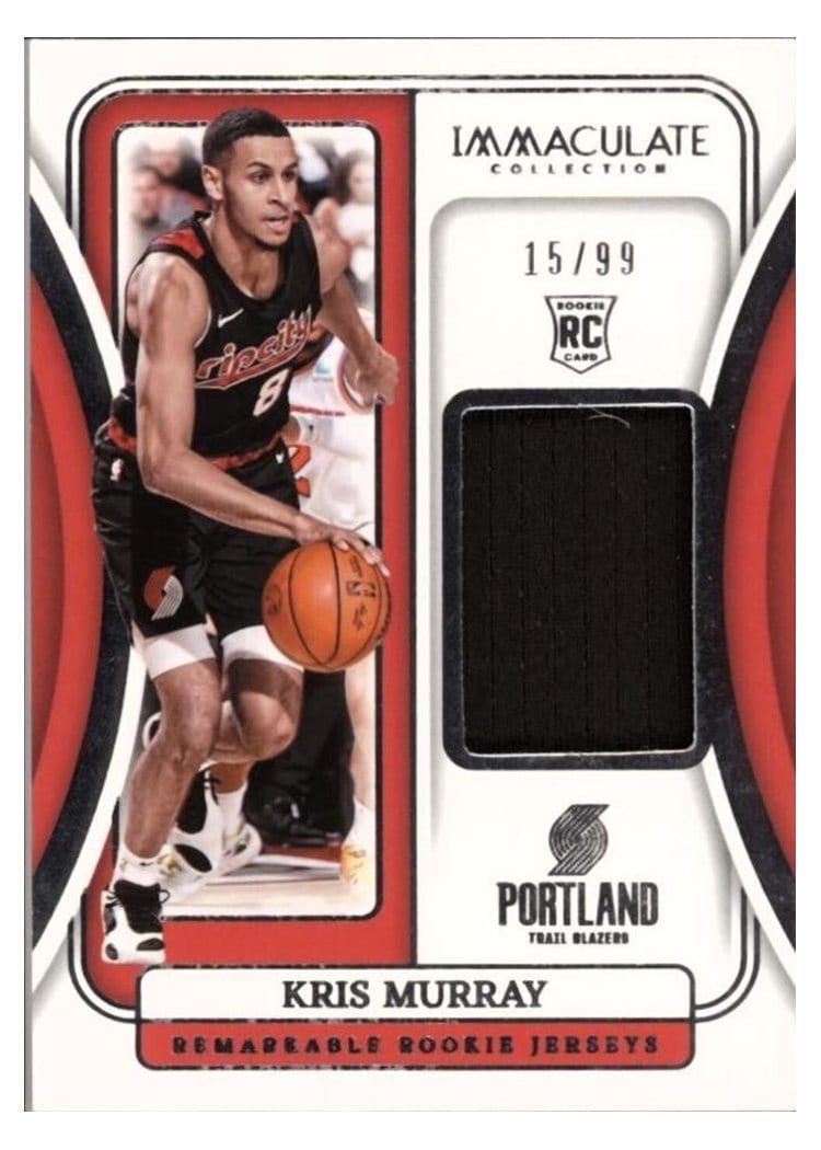 2023-24 Panini Immaculate Collection Remarkable Rookie Jerseys Kris Murray #18 card