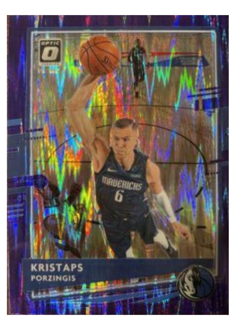 2020-21 Donruss Optic Base Set Kristaps Porzingis Purple Shock #82 card