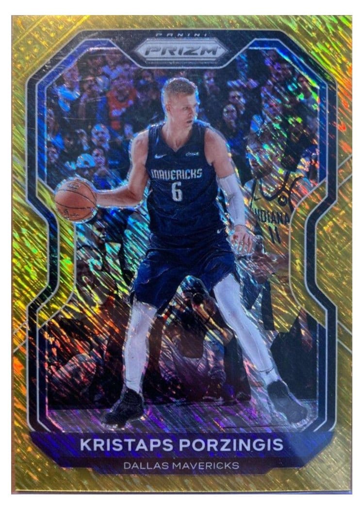 2020-21 Panini Prizm Base Set Kristaps Porzingis Gold Shimmer Prizm #18 card
