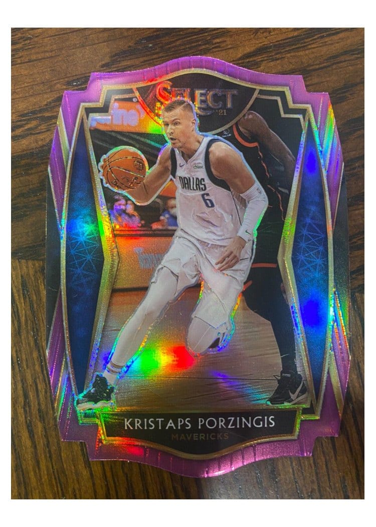 2020-21 Panini Select Base Set Kristaps Porzingis Purple Prizm Die Cut #105 card