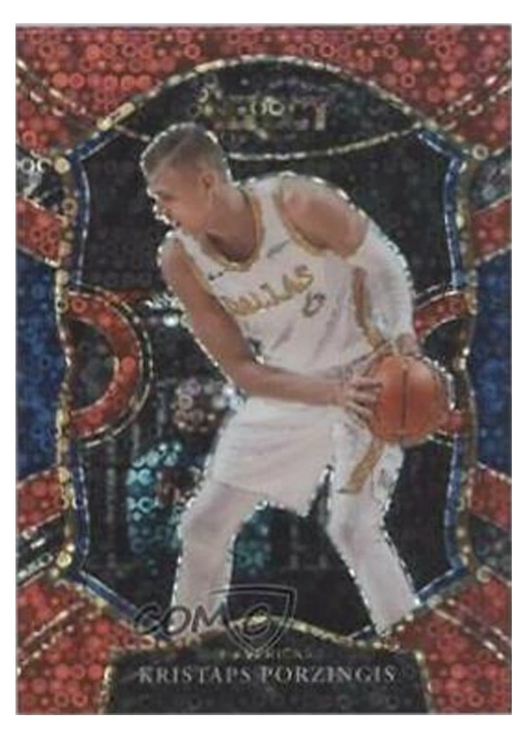 2020-21 Panini Select Base Set Kristaps Porzingis Red Disco Prizm #43 card