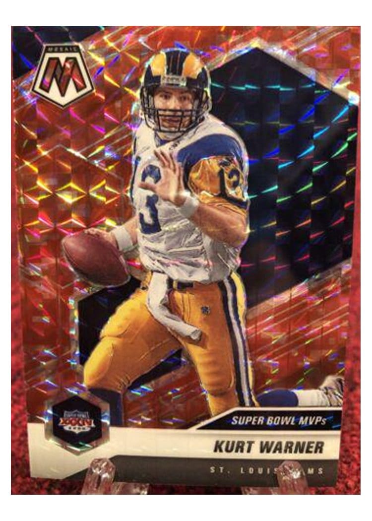 2021 Panini Mosaic Base Set Kurt Warner Camo Red Mosaic #294 card