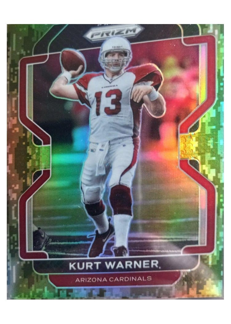 2021 Panini Prizm Base Set Kurt Warner Forest Camo Prizm #82 card