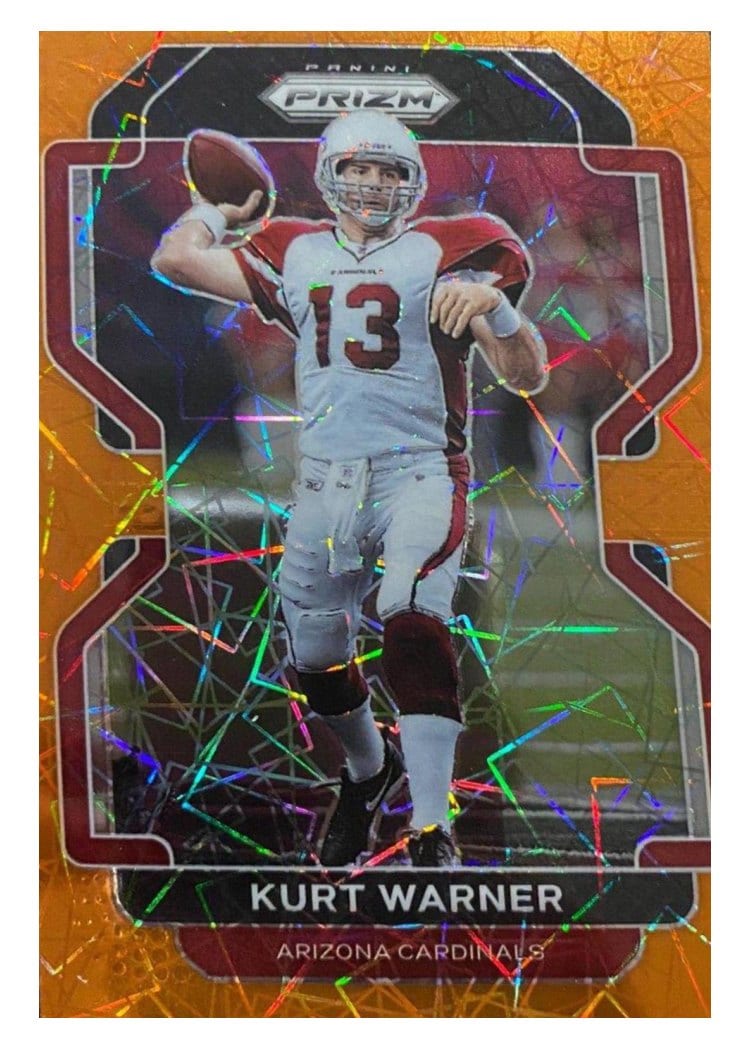 2021 Panini Prizm Base Set Kurt Warner Orange Lazer Prizm #82 card