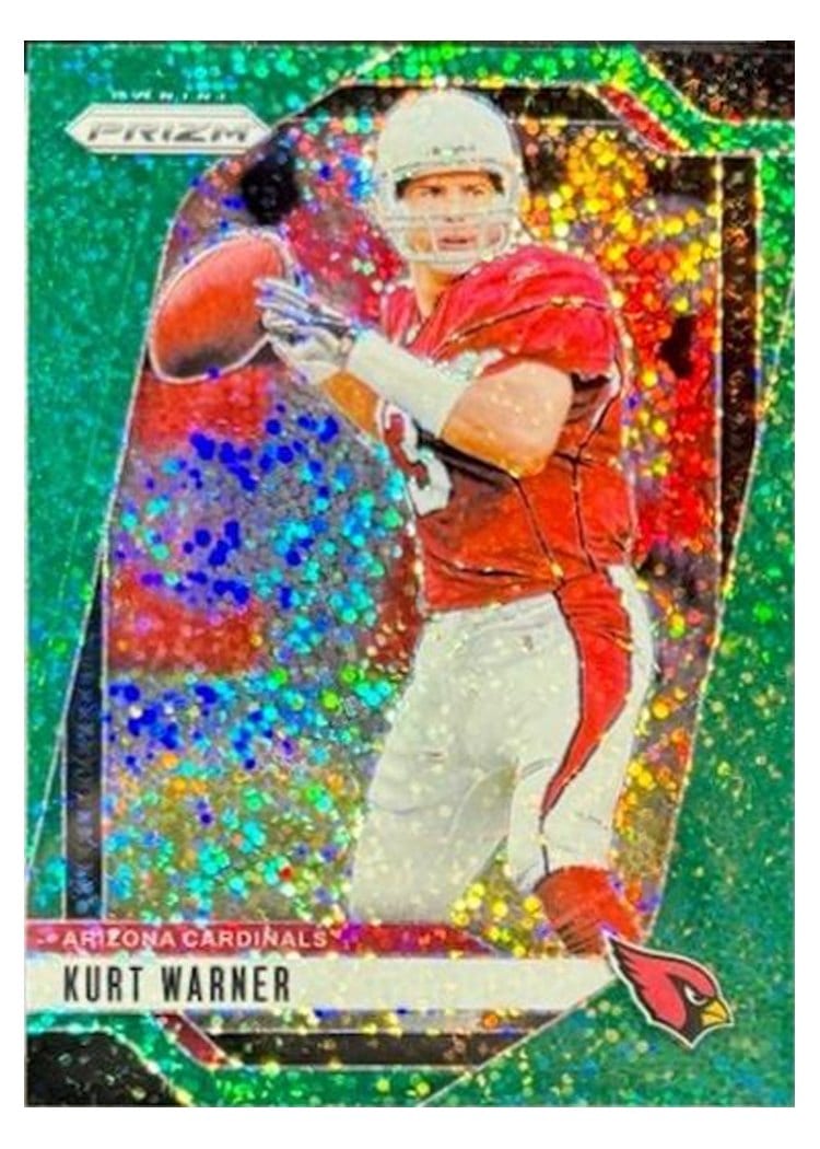 2024 Panini Prizm Base Set Kurt Warner Green Sparkle #8 card