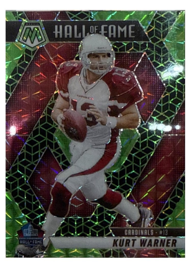 2025 Panini Mosaic Base Set Kurt Warner Green Spectris #300 card