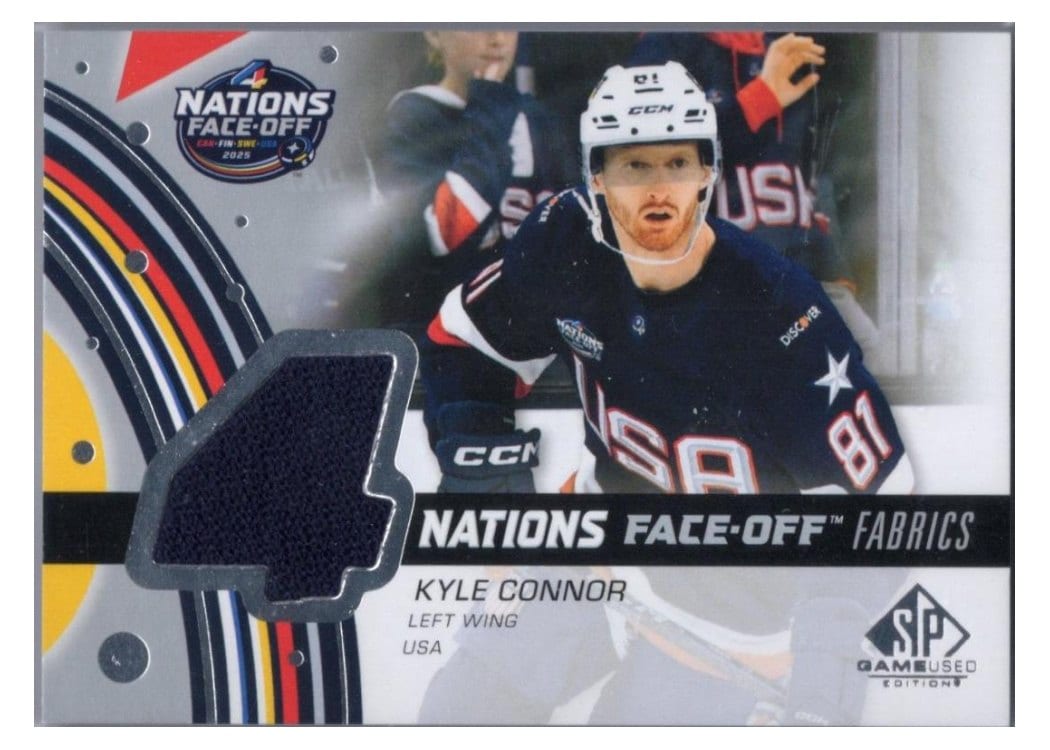 2025-26 SP Game Used 2025 4 Nations Face-Off Fabrics Kyle Connor #4N-KC card