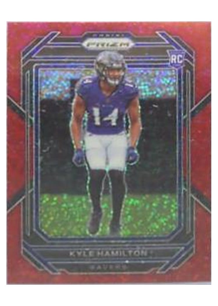 2022 Panini Prizm Base Set Kyle Hamilton Red Sparkle #342 card