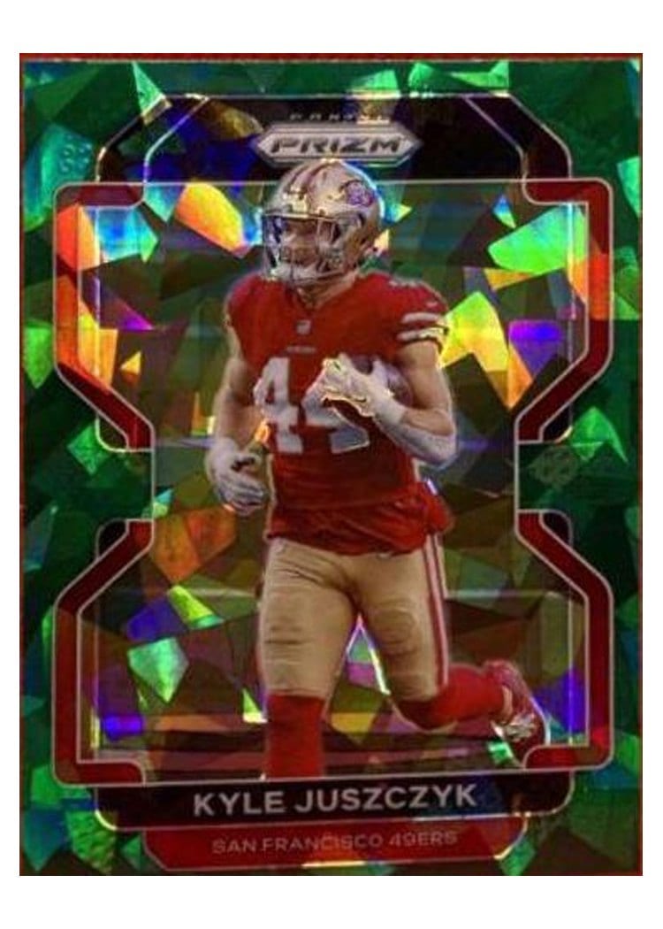 2021 Panini Prizm Base Set Kyle Juszczyk Green Ice Prizm #57 card