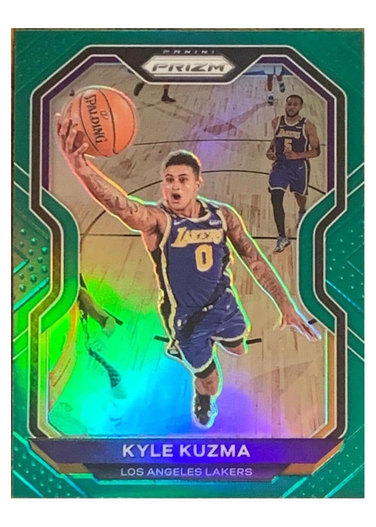 2020-21 Panini Prizm Base Set Kyle Kuzma Green Prizm #244 card