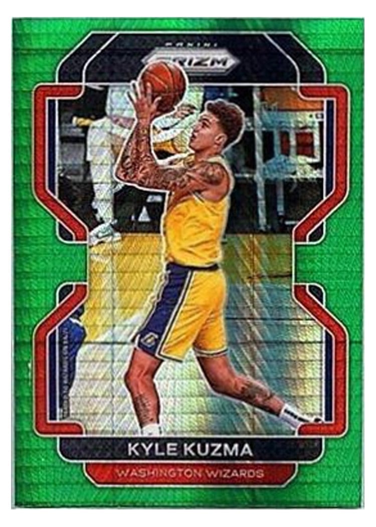 2021-22 Panini Prizm Base Set Kyle Kuzma Green Hyper Prizm #156 card