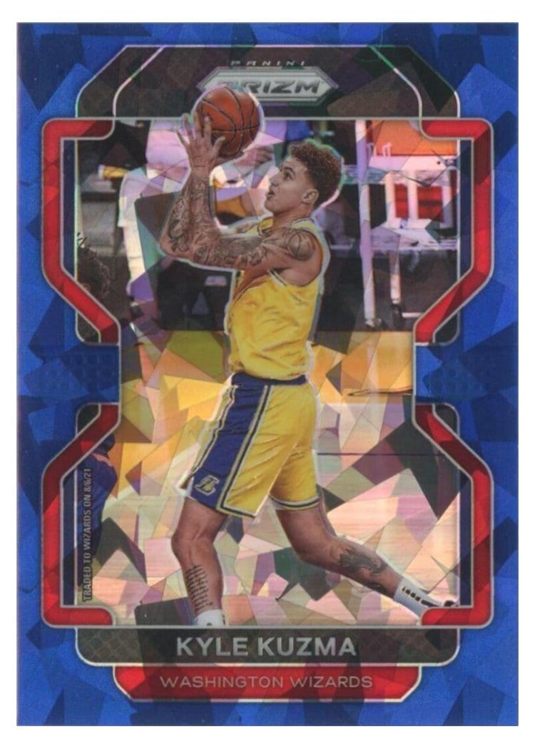 2021-22 Panini Prizm Base Set Kyle Kuzma Blue Ice Prizm #156 card