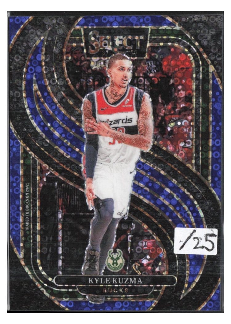 2024-25 Panini Select Base Set Kyle Kuzma Blue Disco Prizm #106 card