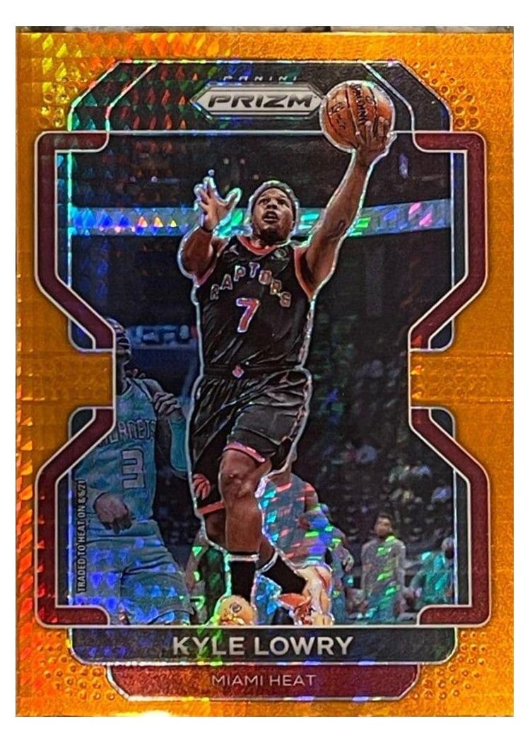 2021-22 Panini Prizm Base Set Kyle Lowry Orange Hyper Prizm #31 card