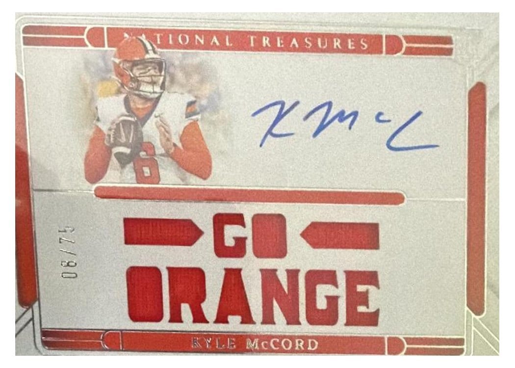 2025 Panini National Treasures Collegiate Team Slogan Signatures Die Cuts Kyle McCord #31 card