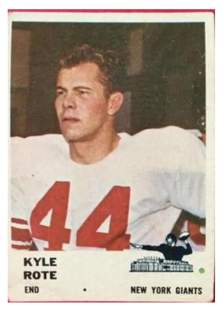 1961 Fleer Kyle Rote #69 card