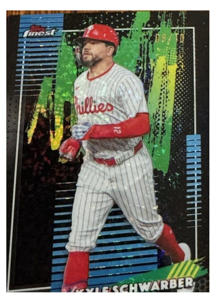 2026 Topps Finest Kyle Schwarber Black Mini Diamond Refractor #91 card