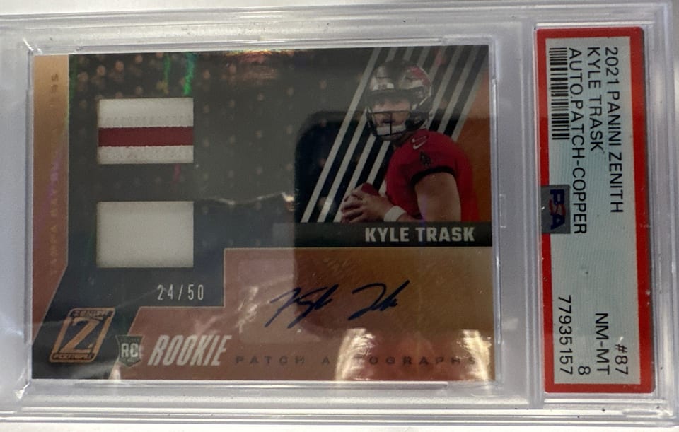 Kyle Trask 2021 Zenith Rookie Patch Autographs Copper card