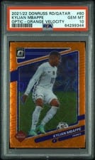 2021 Panini Donruss Road to Qatar Kylian Mbappe Optic Orange Velocity #60 card