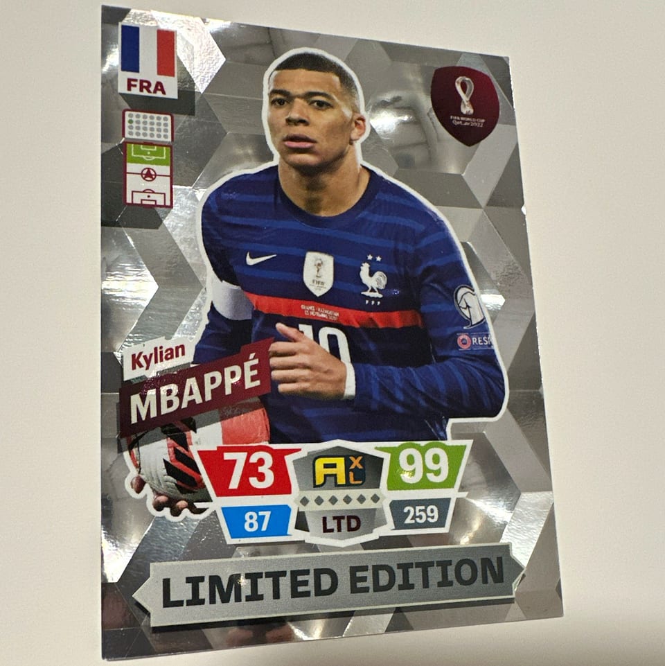 Kylian Mbappe 2022 Panini Adrenalyn XL FIFA World Cup Qatar Limited Edition card