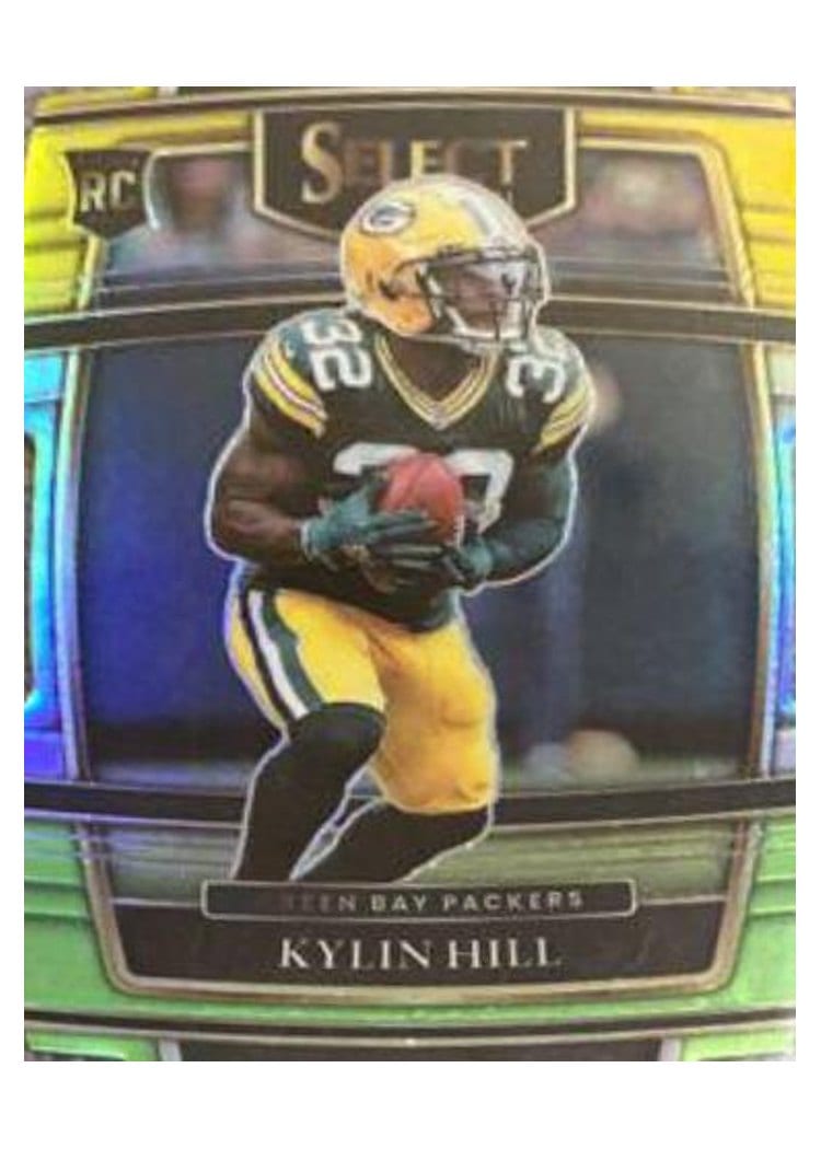 2021 Panini Select Base Set Kylin Hill Green and Yellow Die Cut #100 card