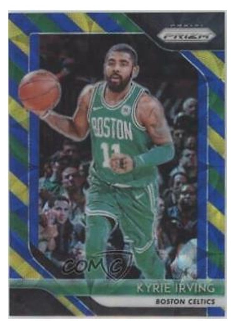 2018-19 Panini Prizm Base Set Kyrie Irving Blue, Yellow, and Green Choice Prizm #98 card