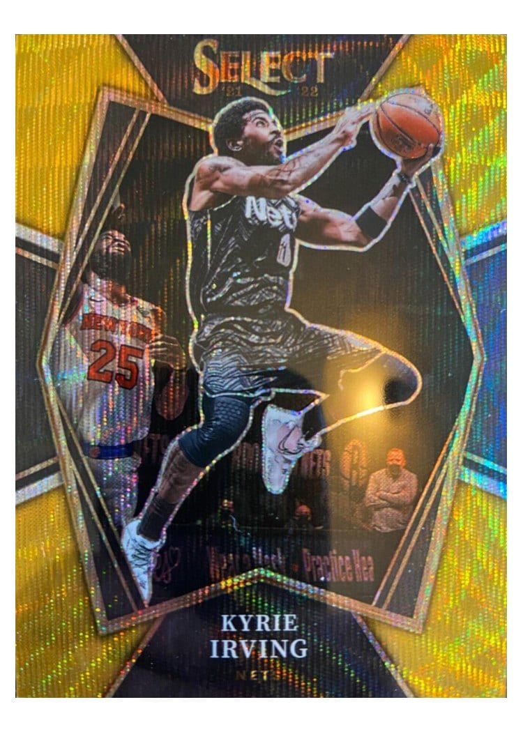 2021-22 Panini Select Base Set Kyrie Irving Gold Wave Prizm #175 card
