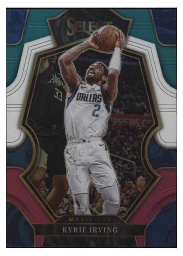 2022-23 Panini Select Base Set Kyrie Irving Green White Purple Prizm #130 card