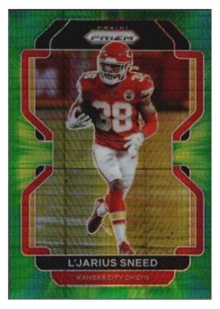 2021 Panini Prizm Base Set L'Jarius Sneed Hyper Prizm #195 card